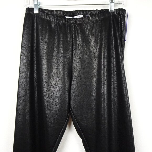 Peter Nygard Tapered Pants Women's Petite Size MP Black Crackle Stretch - Picture 2 of 8